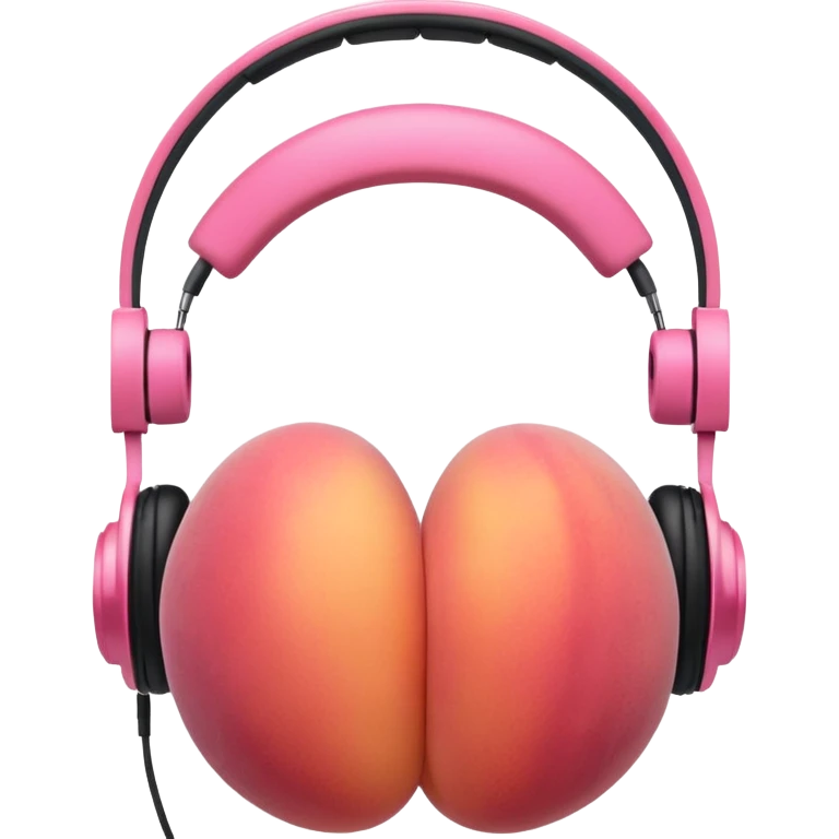 a peach fruit with headphones in pink on emoji