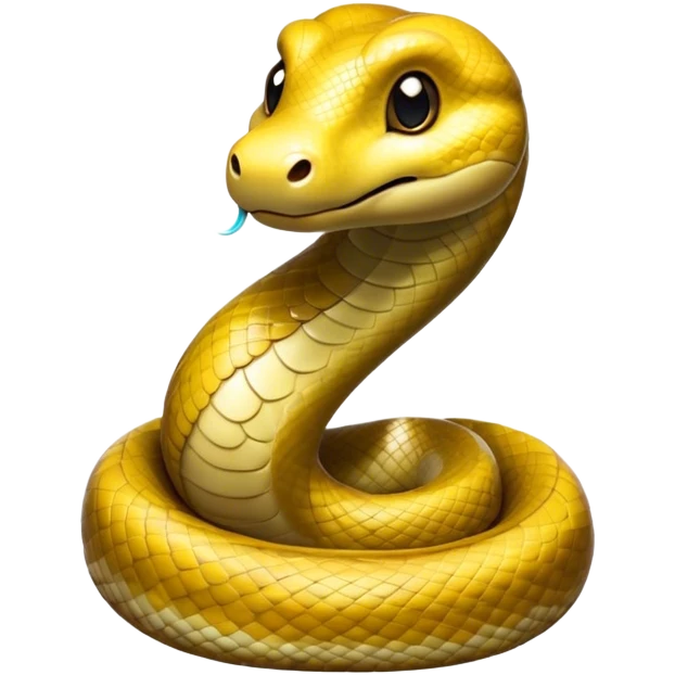 Cinematic Cute Anaconda Portrait Emoji, Head tilted playfully and inquisitively, with a sleek, shimmering body adorned with detailed scale patterns and round, sparkling eyes full of wonder, Simplified yet irresistibly adorable features, highly detailed, glowing with a warm, friendly jungle glow, high shine, affectionate and lively, stylized with a touch of whimsical reptilian charm, soft glowing outline, capturing the essence of a mischievous serpent that feels like it could slither out of the screen into your arms! emoji