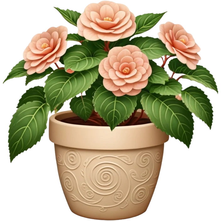 Begonia Rex in a beige pot with spiral pattern leaves emoji
