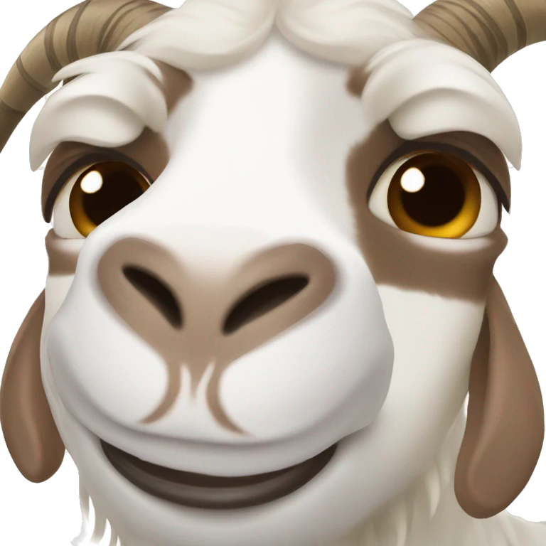 A boer goat with a brown face but white around his eyes  emoji