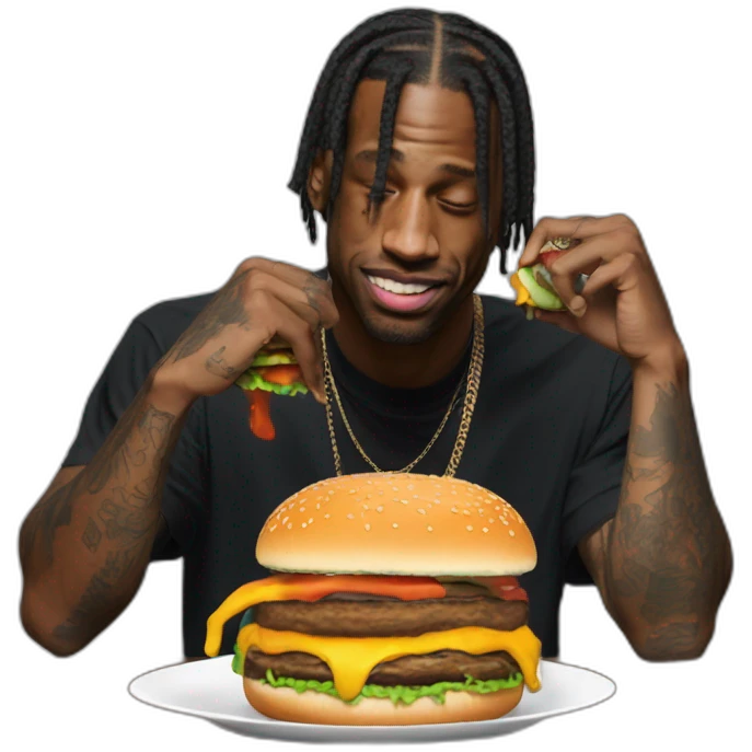 travis scott qui mange un burger emoji