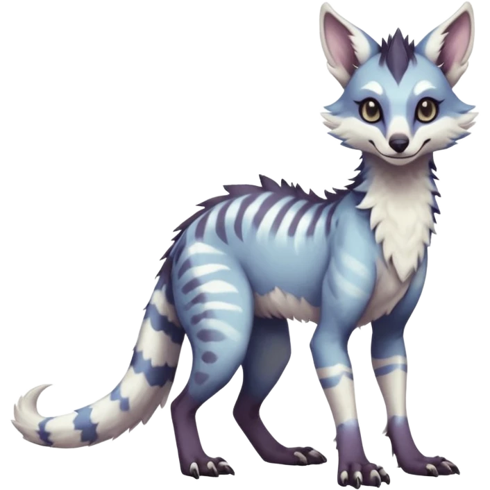 Feral Rare Fantasy dark pastel-white-gradients Vernid-Sergal-Genet-species by LiLaiRa, random markings, tufted ears, full body, 4 legs emoji
