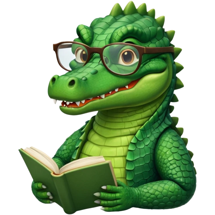 kitap okuyan timsah emoji