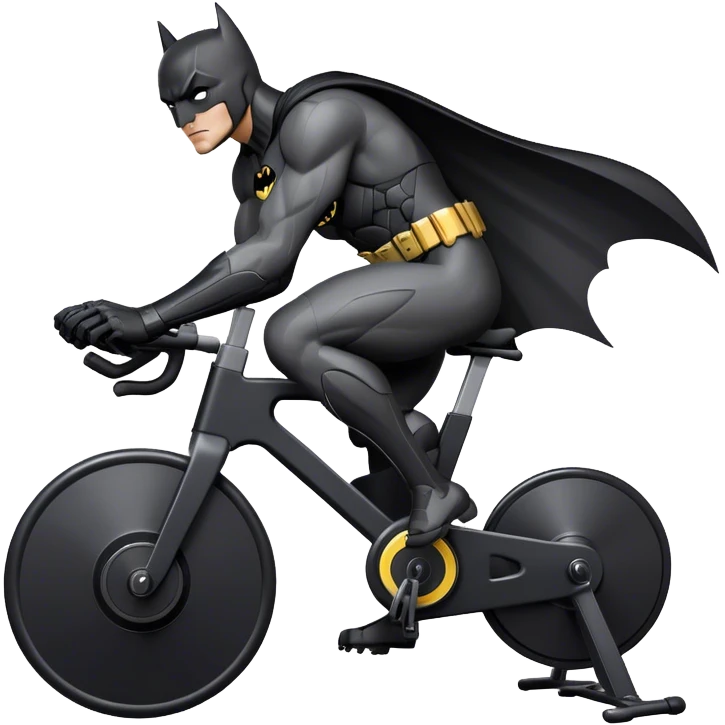 black Batman suit on a spinning bike, wheel behind him emoji