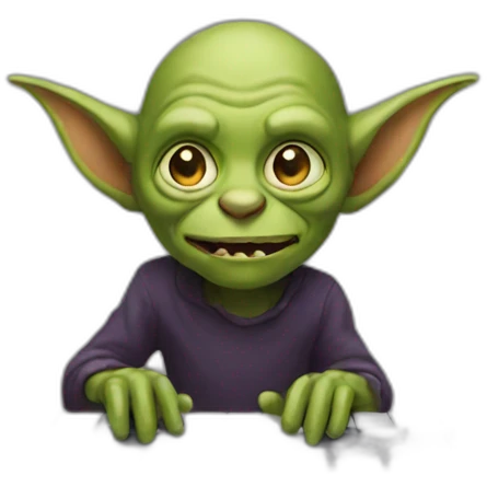 A goblin on a keyboard emoji