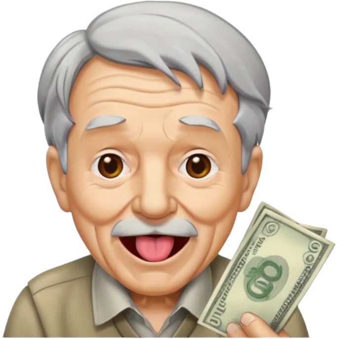 A old guy with tounge out money spreading emoji