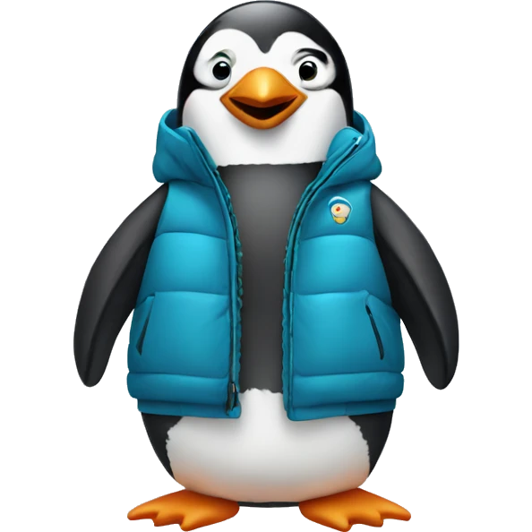 Penguin with puffer jacket emoji