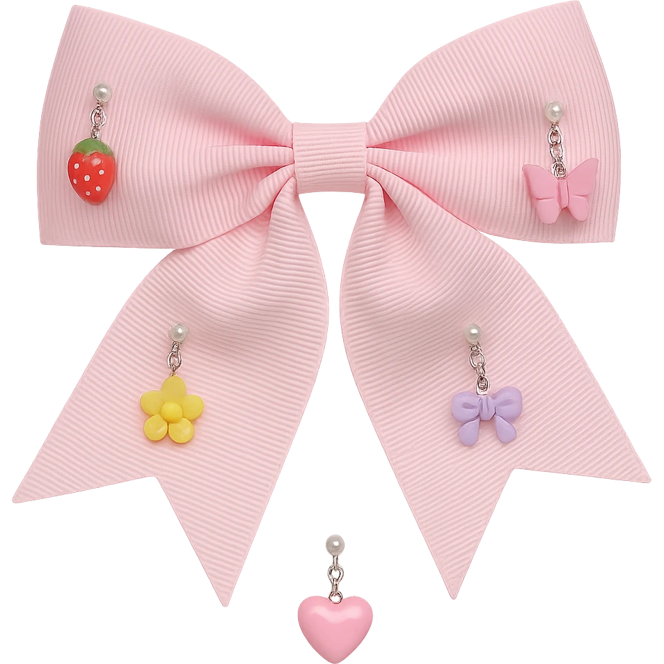 kpop bow with tiny charms and beads, cute and trendy, remove background emoji