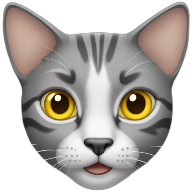 Cat with yellow ear and grey ear emoji