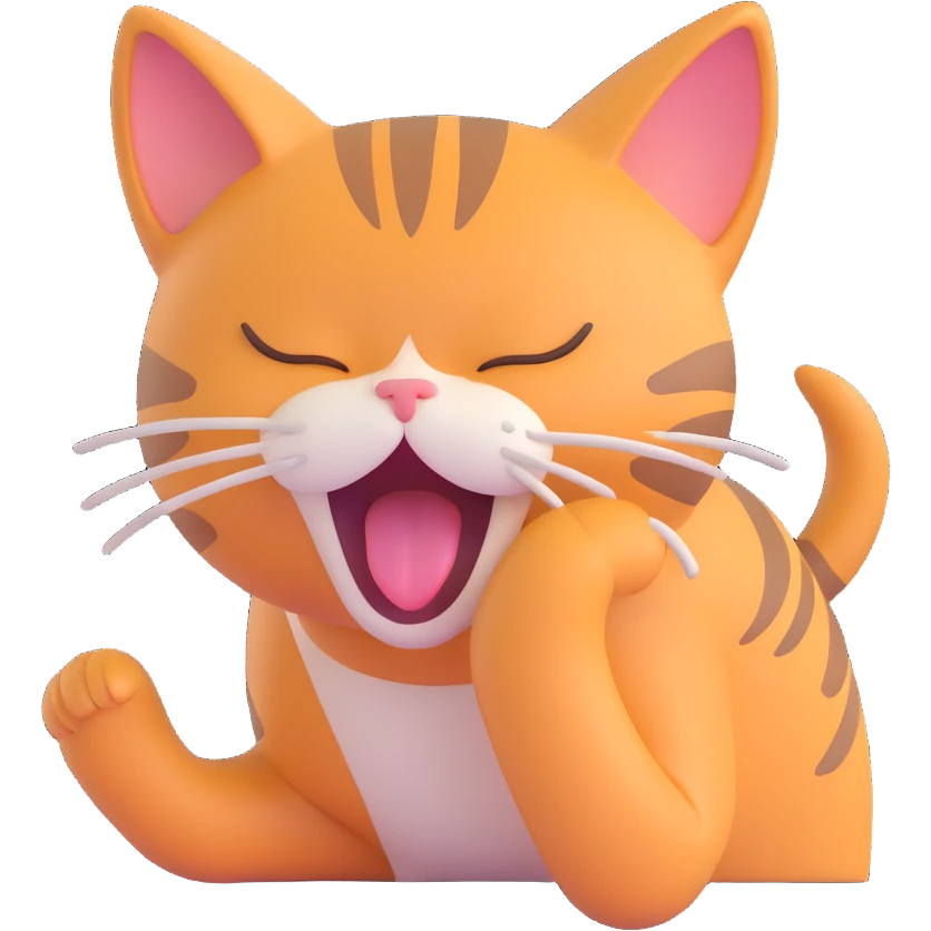 a cat yawning, looking drowsy, minimal background emoji