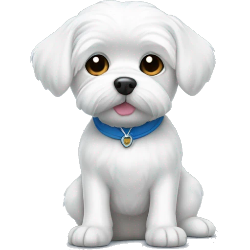 White dog Maltese in blue T-shirt  emoji