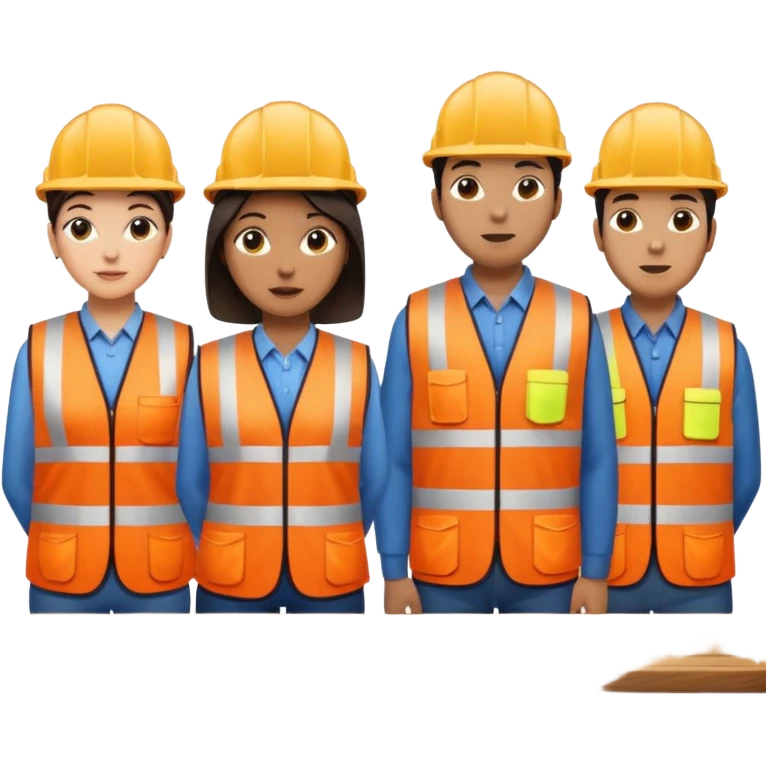 group of railway engineers mixed races and genders behind a table emoji