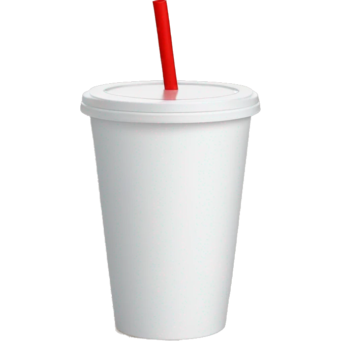 White styrofoam cup with white lid and red straw. emoji