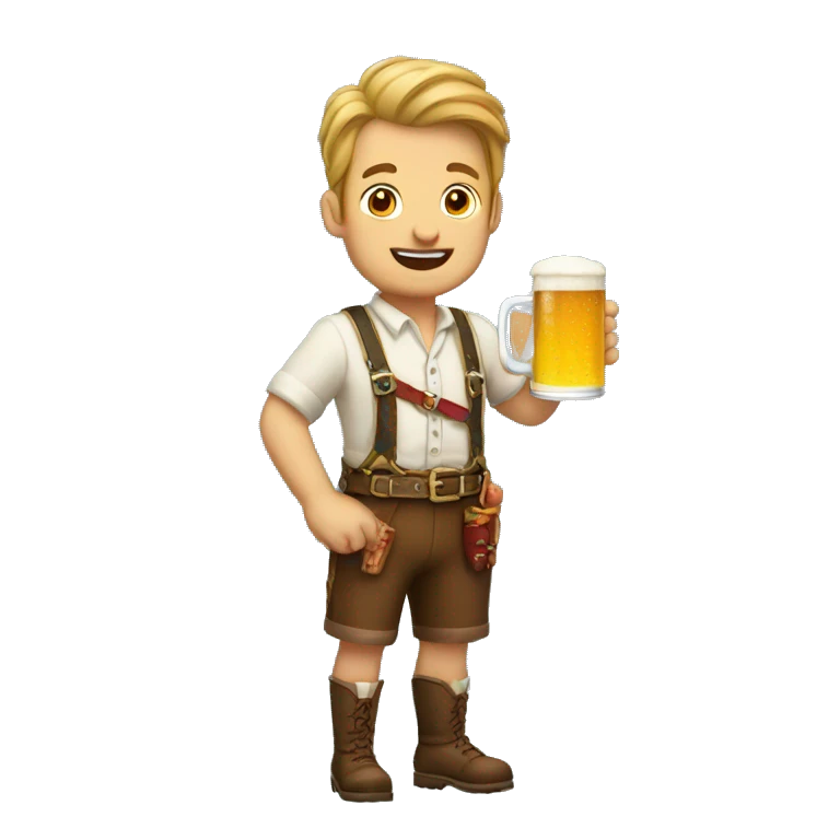 man in lederhosen holding beer and sausage  emoji