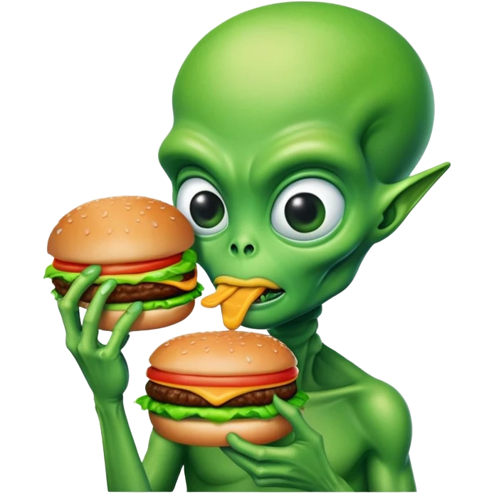 alien eating buger emoji