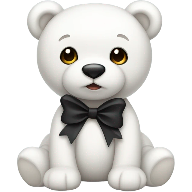 Cute white teddy bear with black bow emoji