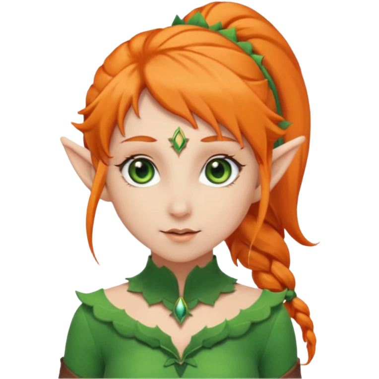 Orange Haired Elf, Elf girl with orange ponytail hair emoji