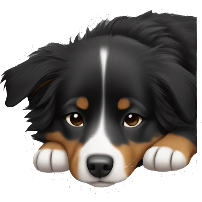 Small black australian shepherd dog sleeping  emoji