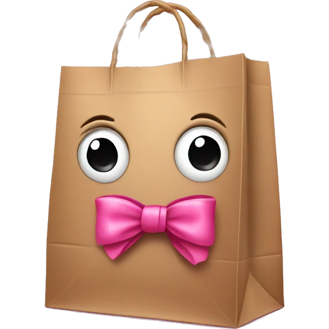 Realistic grocery bag with pink bow (without face) emoji