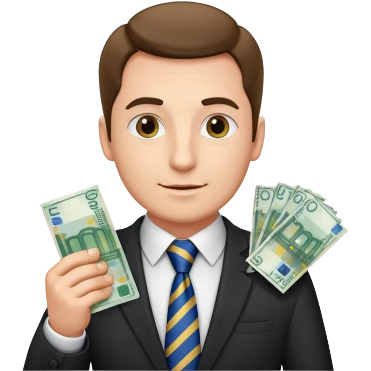 AN UNCLE with a tie in business clothes and with euro money
 emoji