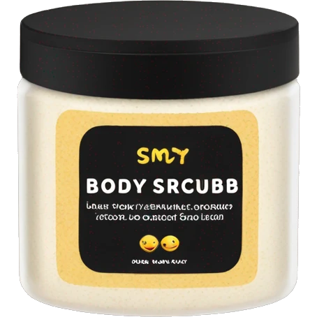body scrub pot with label emoji