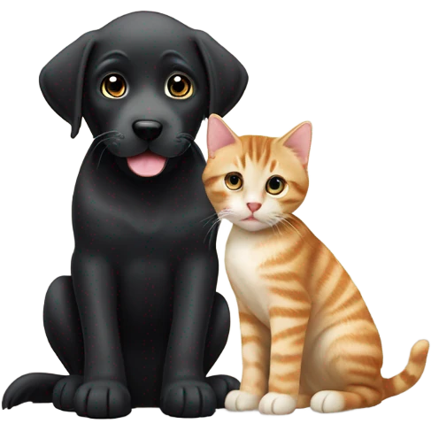 Black lab with tabby kitten emoji