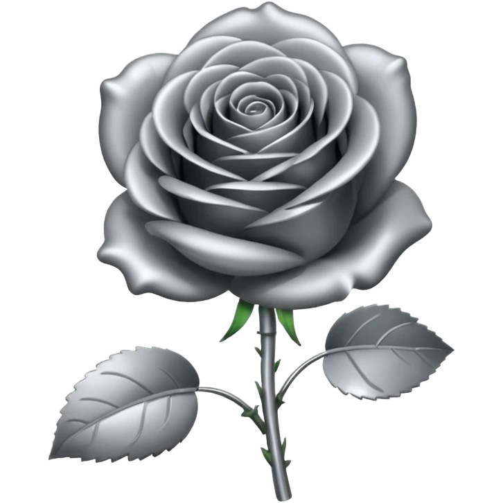 gray metal chrome rose, without green leaves, just flower emoji