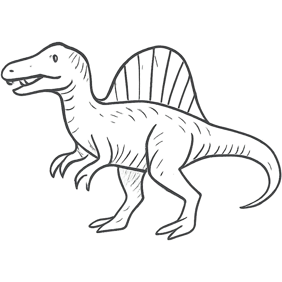 hand-drawn sketch style spinosaurus dinosaur, detailed line art emoji