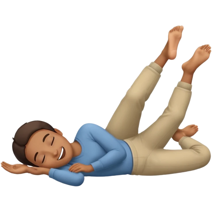 Laying down with feet in air all giggly  emoji