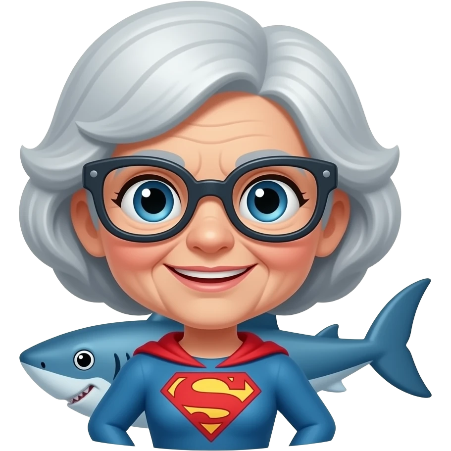 superpower old women shark emoji