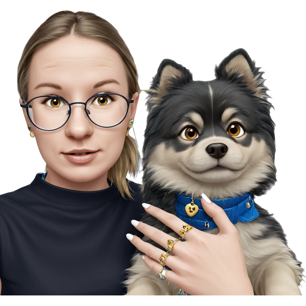 girl with dog and jewelry emoji