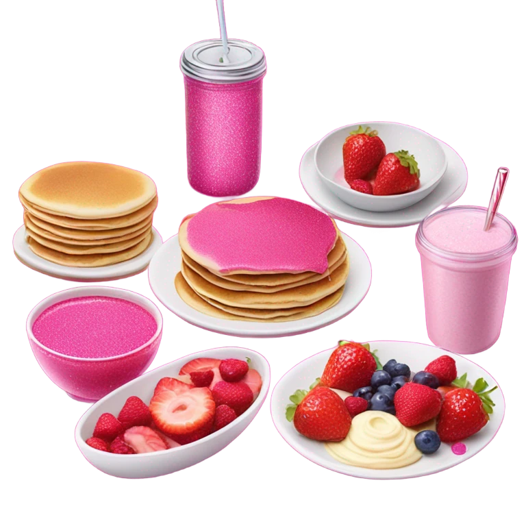 Hot pink breakfast with glitter  emoji