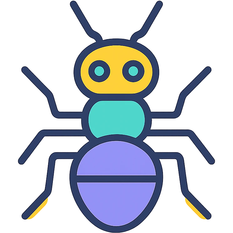 robot ant icon, color outline style, modern look emoji