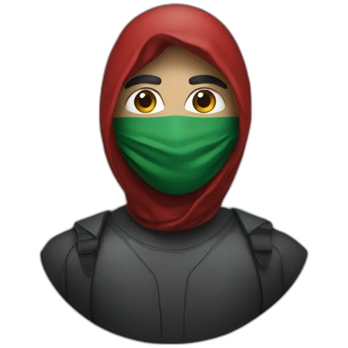 A man wearing a mask with the Palestinian flag on the mask emoji