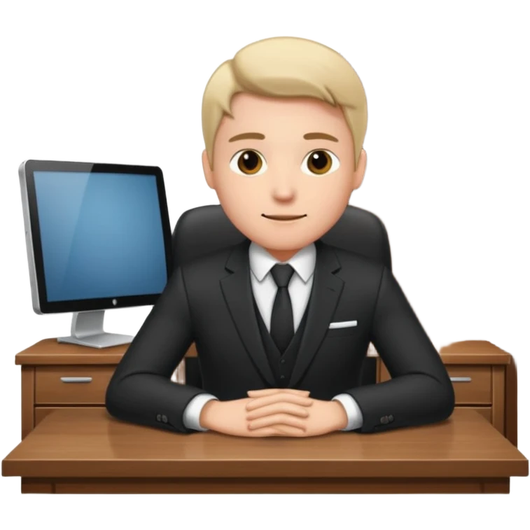 Business man sitting at a desk emoji