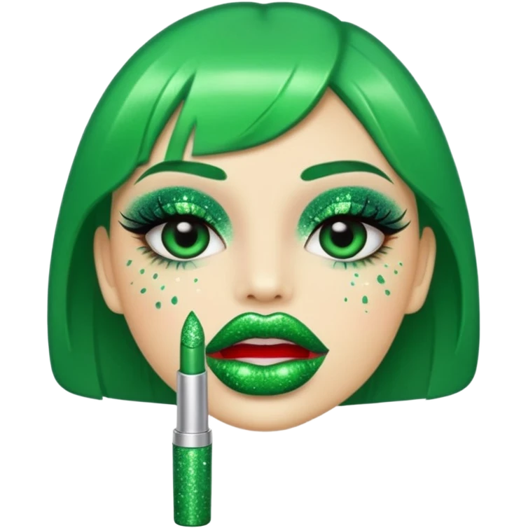 green lipstick with glitter emoji
