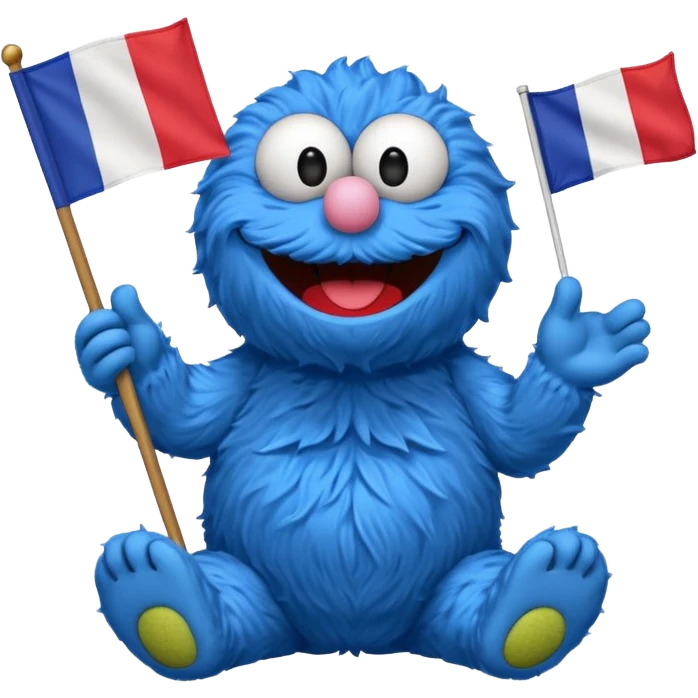 cookie monster with french flag emoji