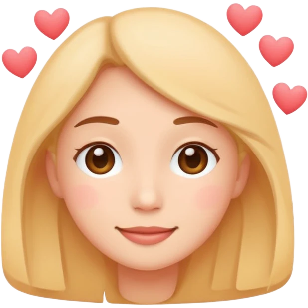 Soft love
Minimalist flat emoji face, warm gentle smile, visible soft blush, small floating hearts, romantic tender vibe, rounded vector style, transparent background emoji