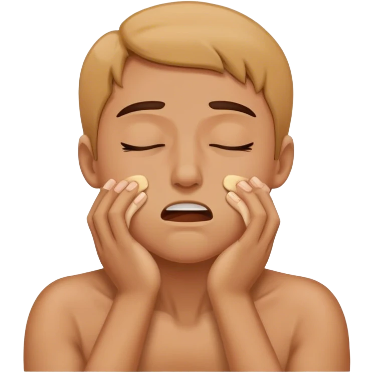 someone faking choking themselves with their eyes closed emoji