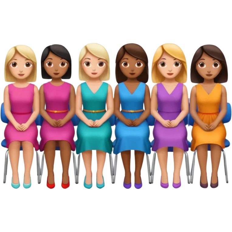 appreance of 6 woman sitting each chair from behind  emoji