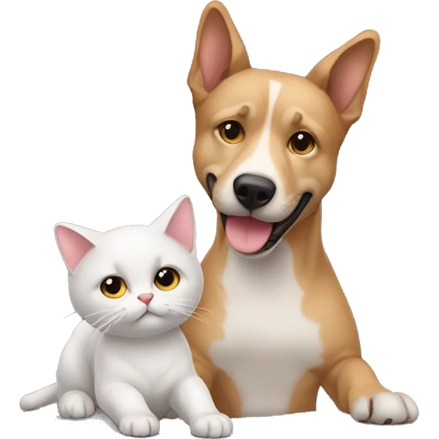 Chien et chat se serrant la main emoji