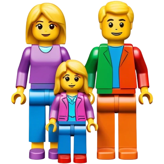 family with 2 lego parents, boy and girl and one child emoji