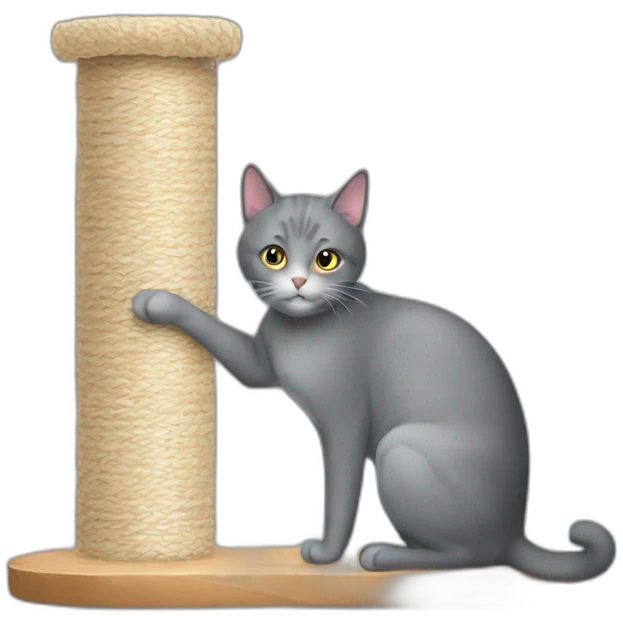 Scratching post and grey cat emoji