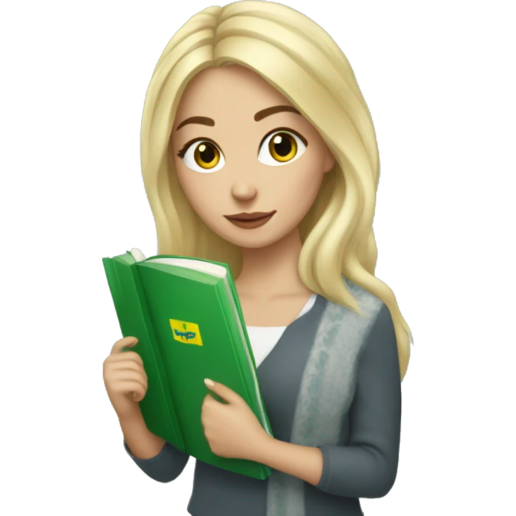 blonde beautiful ukrainian girl with her new released green book  emoji