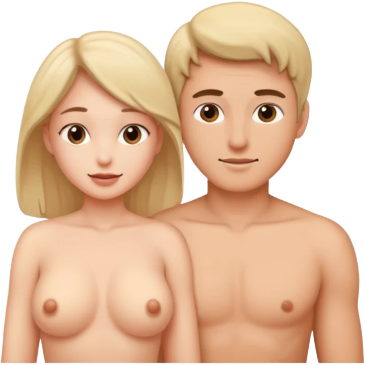 A naked woman and man in the 69 position emoji