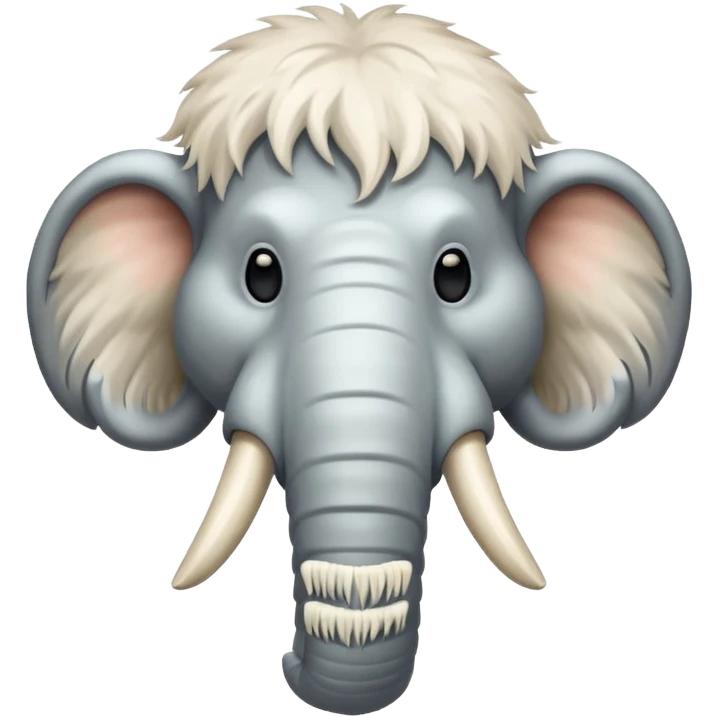 cartoon white mammoth head with large tusks emoji