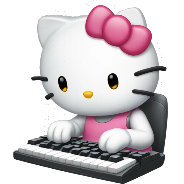 Hello kitty who typing on a keyboard gaming emoji