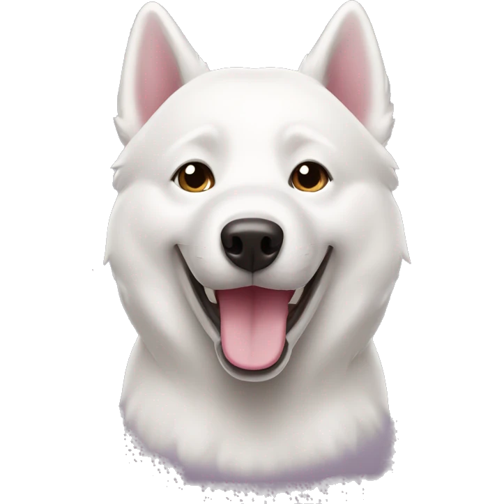 Happy white husky with brown eyes and pink nose emoji