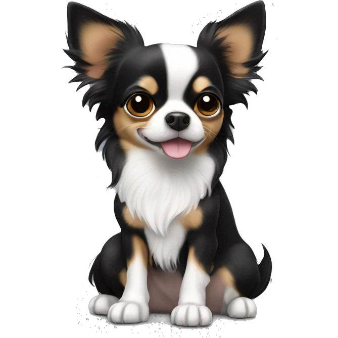 Black tri and Merle long haired chihuahua emoji