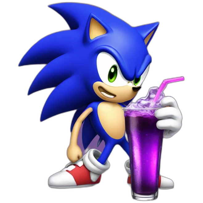 Shadow sonic sipping purple soda emoji